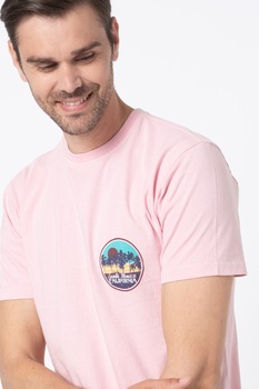 !Solid, Tricou de bumbac cu decolteu la baza gatului Revel, Roz !Solid, Tricou de bumbac cu decolteu la baza gatului Revel, Roz