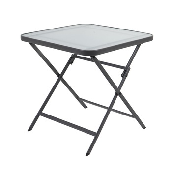 Masa plianta pentru 4 persoane, ideala pentru iesiri in aer liber, structura din metal + sticla, patrata, 70 x 70 x 70 cm Masa plianta pentru 4 persoane, ideala pentru iesiri in aer liber, structura din metal + sticla, patrata, 70 x 70 x 70 cm