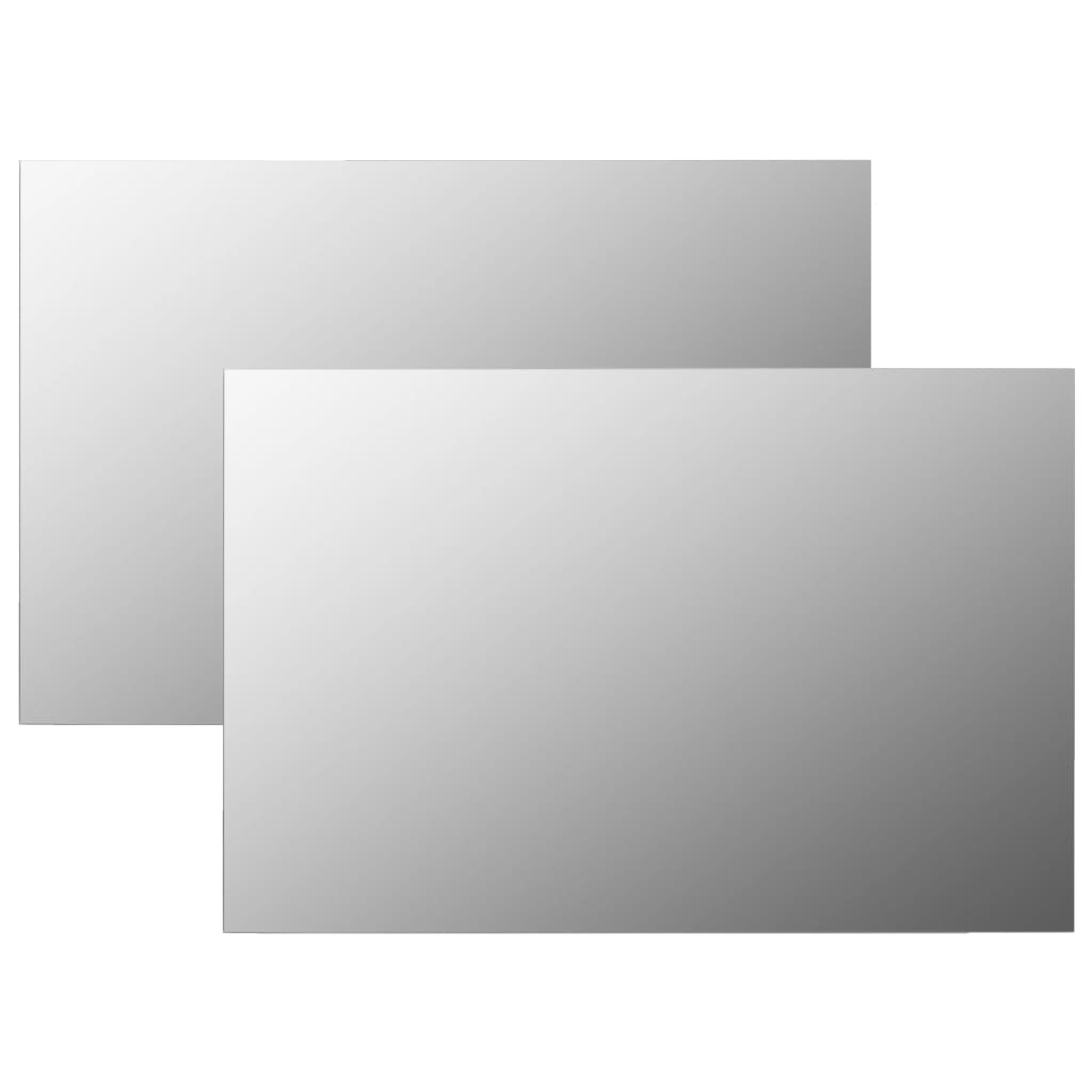 Set de 2 oglinzi de perete, vidaXL, Sticla, 60 x 40 cm, Argintiu