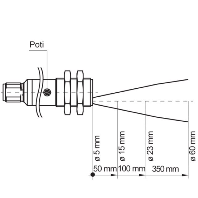 Senzor optic fotoelectric difuz M18 precablat,  Baumer
