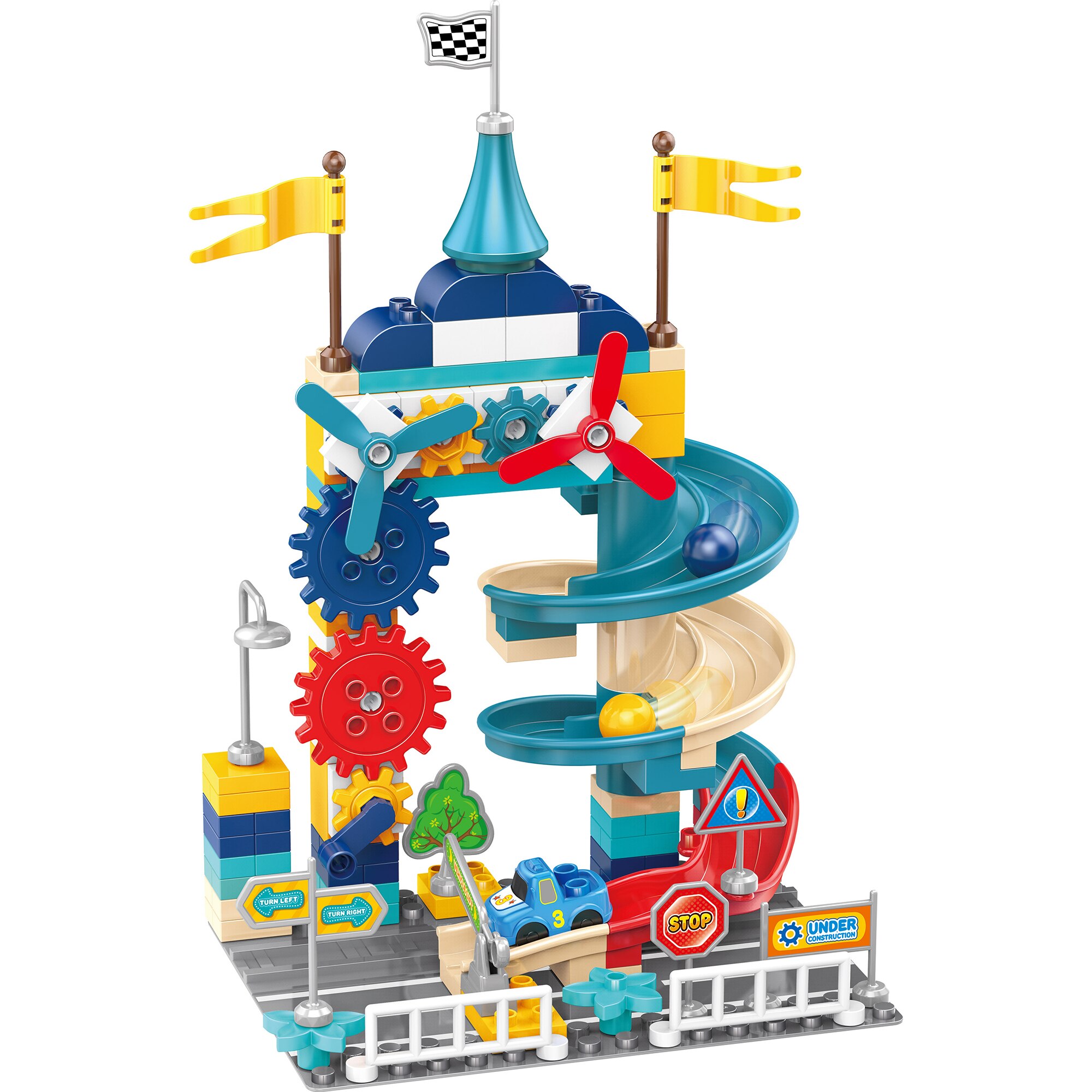 Set cuburi de constructie M-Toys Pista Marble, 110 piese