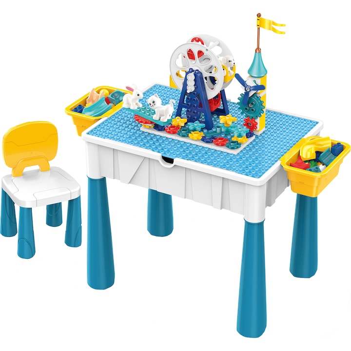 Комплект мултифункционална маса M-Toys, Със 76 строителни части