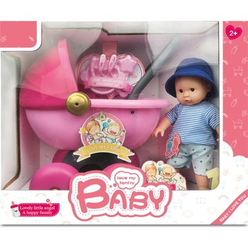 Set papusa - bebelus Mappy, 30 cm, cu carucior Set papusa - bebelus Mappy, 30 cm, cu carucior