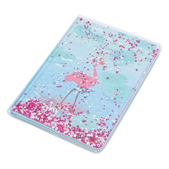 Agenda Flamingo Notebook, coperta cu lichid si glitter (reutilizabila), A5, 96 pagini, dictando Agenda Flamingo Notebook, coperta cu lichid si glitter (reutilizabila), A5, 96 pagini, dictando