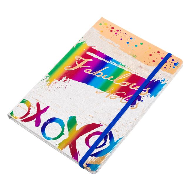 Agenda Fabulous Notes XOXO Glitter cu elastic, 80 Pagini, A5, Dictando