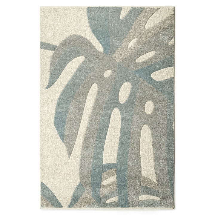 Covor Carpeta sintetic, Colectia Soho 5991-1-16851, 80 x 150 cm, gri/turcoaz, floral