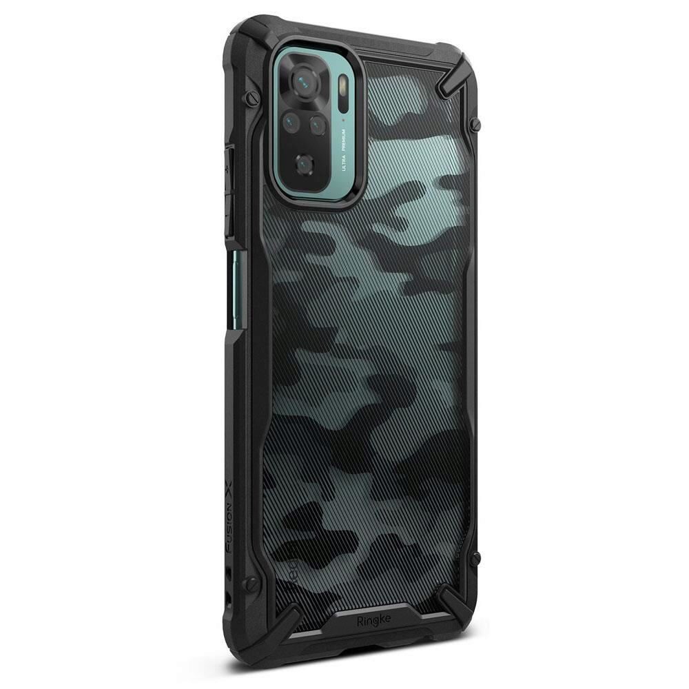 Husa Antisoc Ringke Fusion X pentru Xiaomi Redmi Note 10 / Redmi Note 10S, Design Militar, Negru