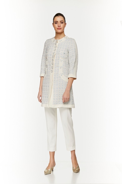 Sacou dama elegant Mercedes de Miguel, S, Albastru/Bej