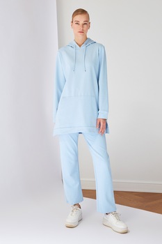 Trendyol, Pantaloni sport cu talie elastica, Albastru deschis Trendyol, Pantaloni sport cu talie elastica, Albastru deschis