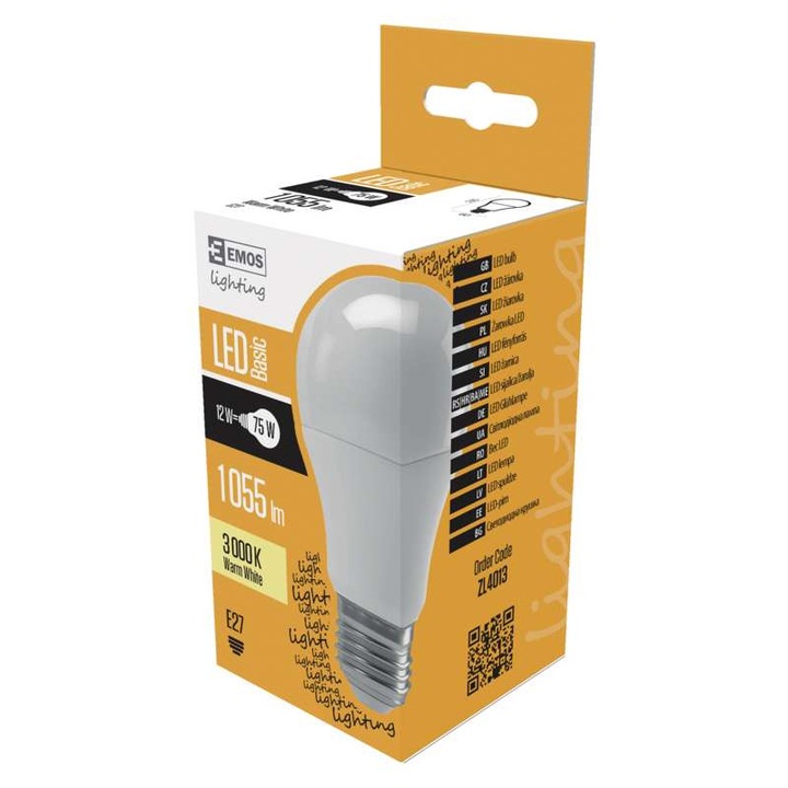 Крушка LED Emos ZL4013, 1055 лумена, Топла бяла светлина, E27