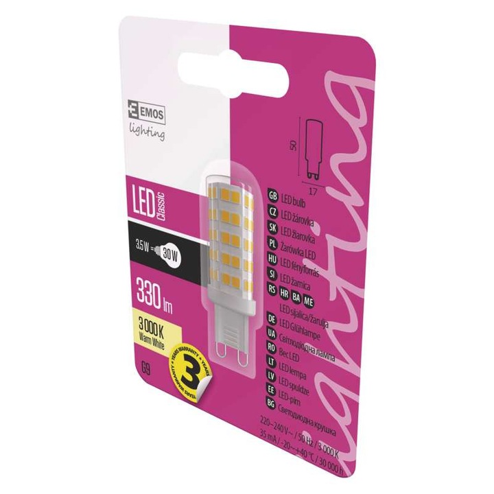 Emos LED izzó classic JC G9, 3,5W (ZQ9530)