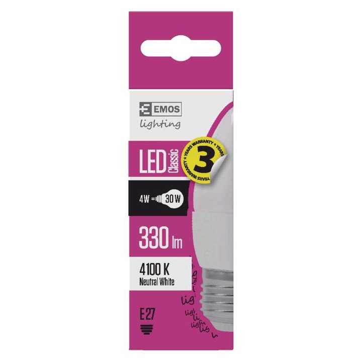 Emos LED izzó classic gyertya E27, 4W, NW (ZQ3111)