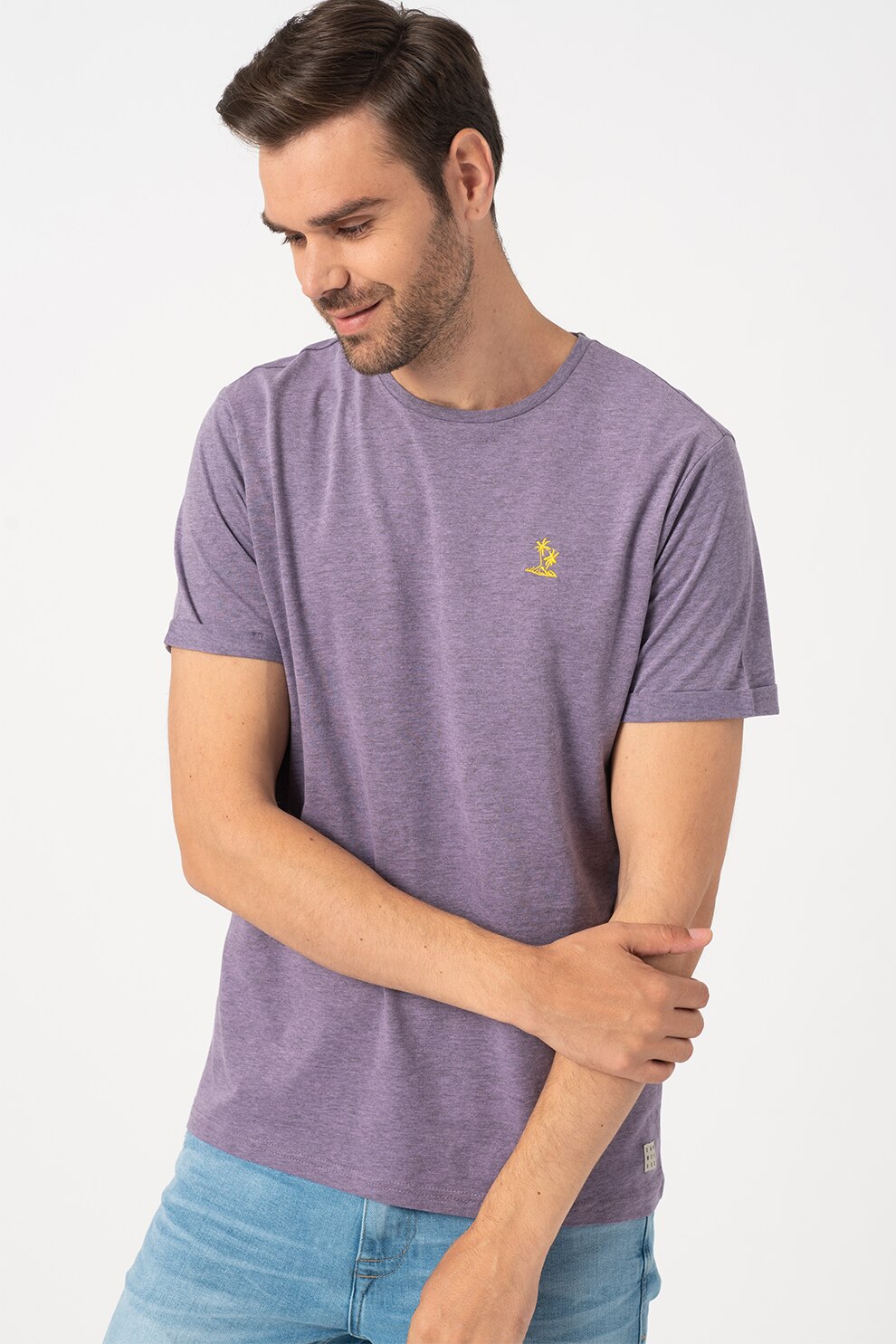 BLEND, Tricou din amestec de bumbac organic, Violet prafuit