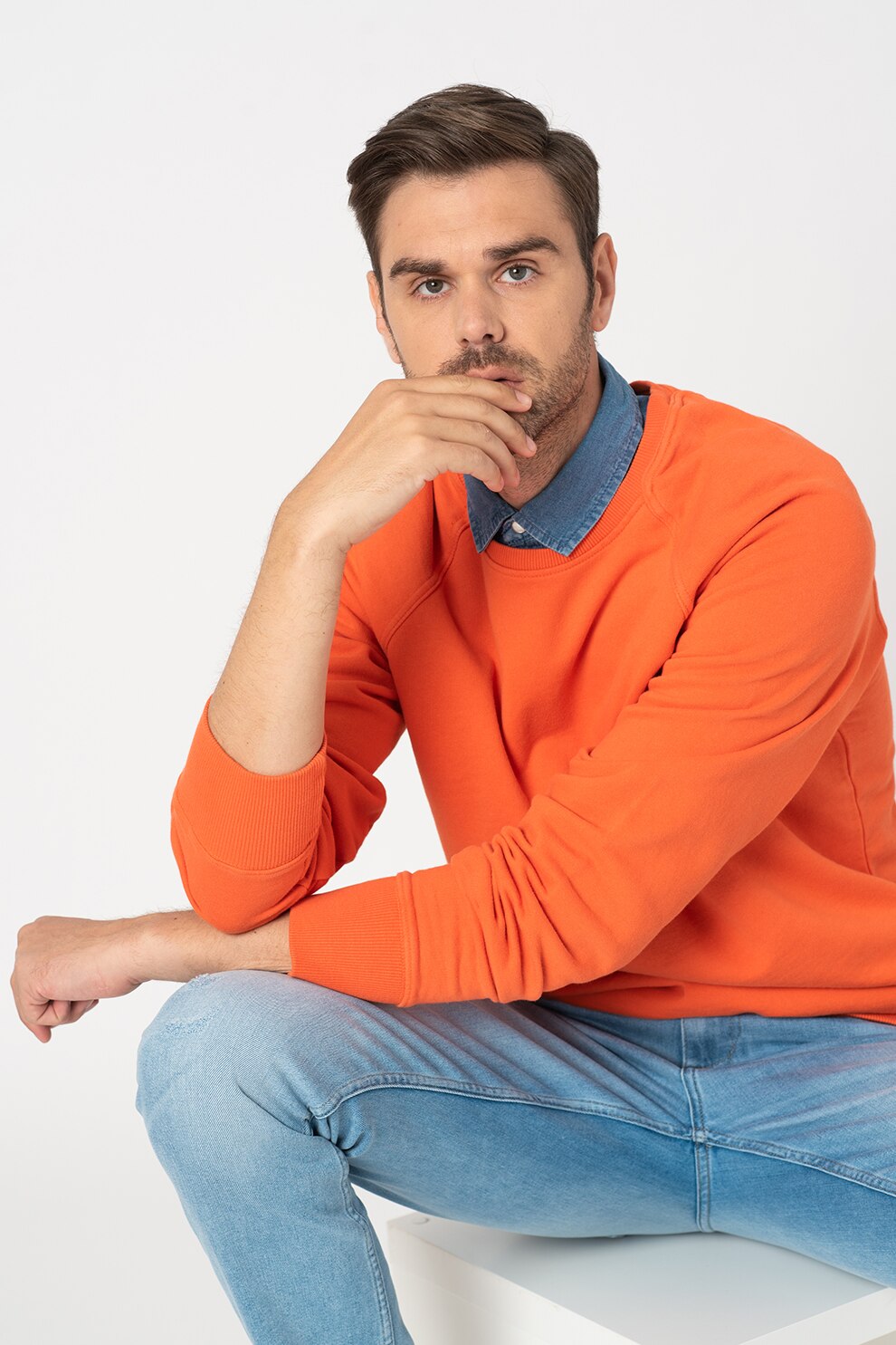 BLEND, Bluza sport regular fit cu maneci raglan, Oranj mandarina