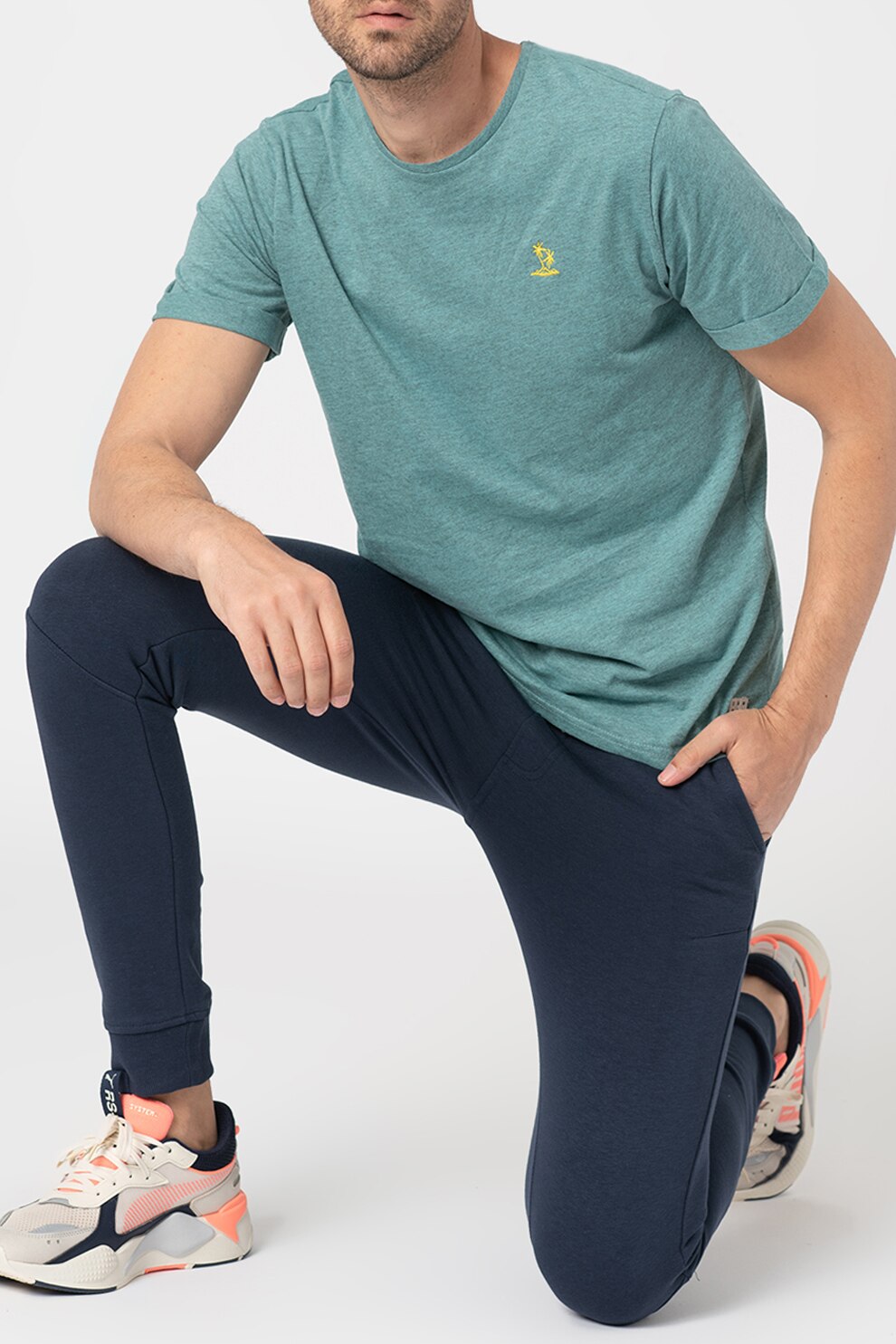 BLEND, Pantaloni slim fit cu snur in talie, Albastru inchis