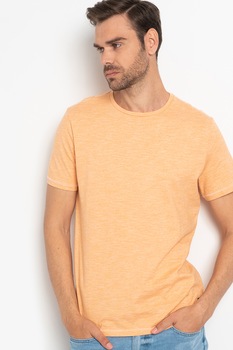 BLEND, Tricou cu decolteu la baza gatului de bumbac, Oranj BLEND, Tricou cu decolteu la baza gatului de bumbac, Oranj