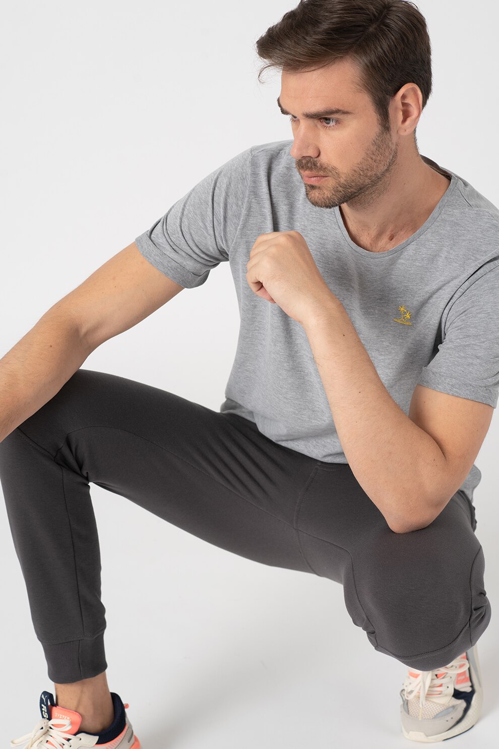 BLEND, Tricou din amestec de bumbac organic, Gri deschis