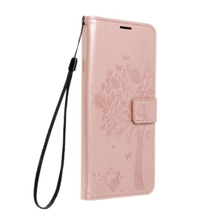 Telefontok Samsung A32 4G / LTE - MEZZO famintás rose gold mágneses szilikon keretes könyvtok