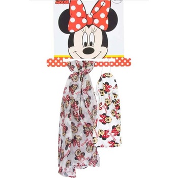 Set esarfa si bentita Minnie Mouse 120x25 cm + 3 ani Alb Set esarfa si bentita Minnie Mouse 120x25 cm + 3 ani Alb