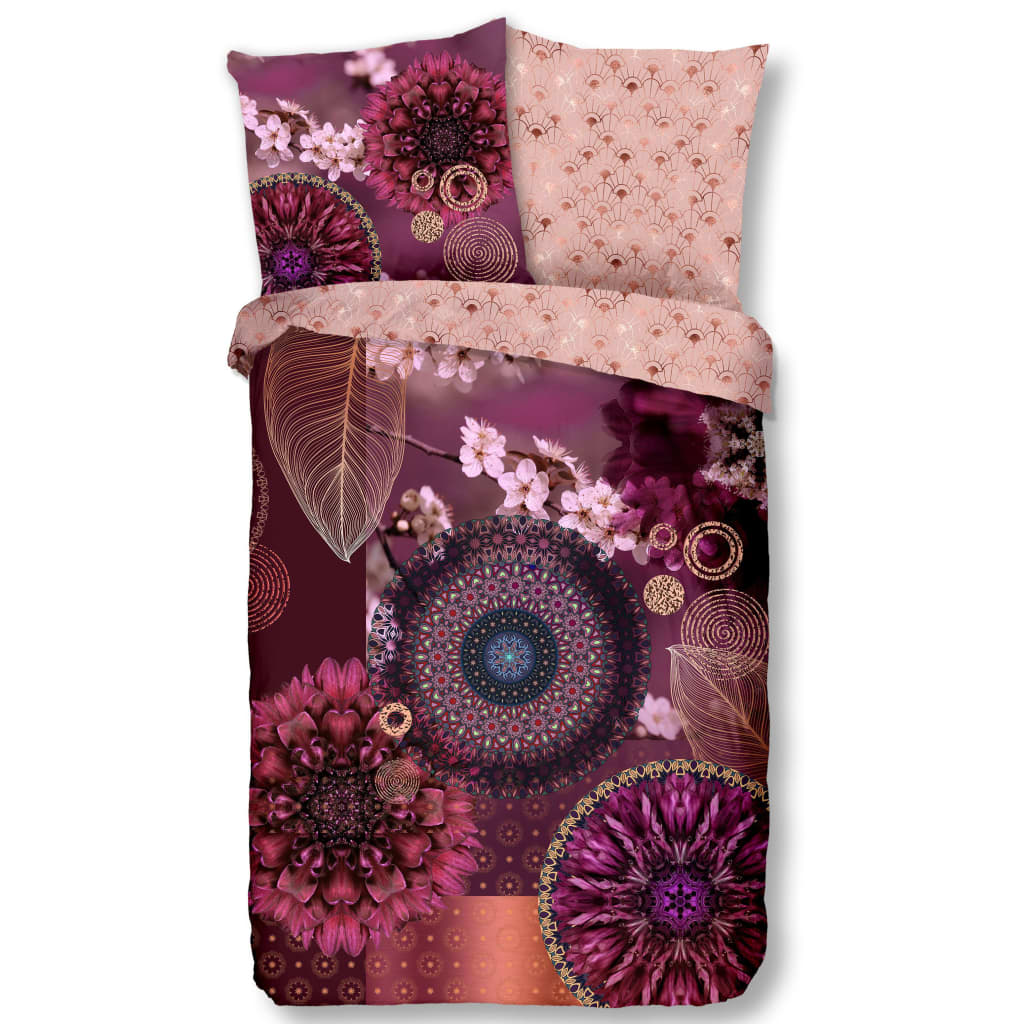 Set lenjerie de pat cu imprimeu floral cu 2 piese, HIP, Bumbac / Satin, 155 x 220 cm/80x80 cm, Multicolour
