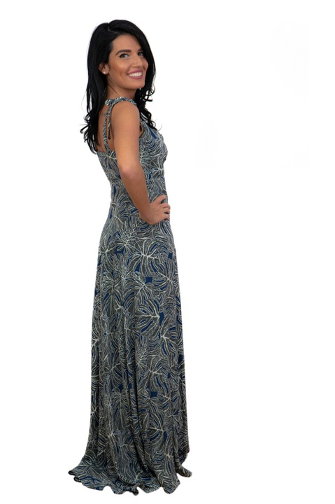 Rochie lunga cu imprimeu gri