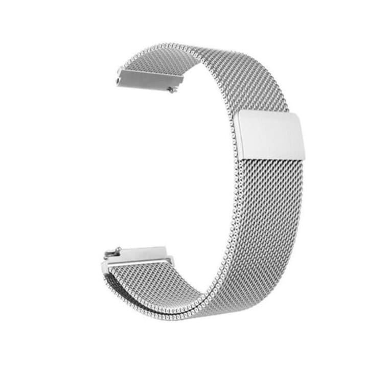 Szíj kompatibilis Samsung Galaxy Watch Active 2 44 mm 40 mm / Active, Galaxy watch 42 mm, Galaxy Watch 3 41 mm, Samsung Gear Sport / Gear S4 / S2, 20 mm, rozsdamentes acél, ezüst