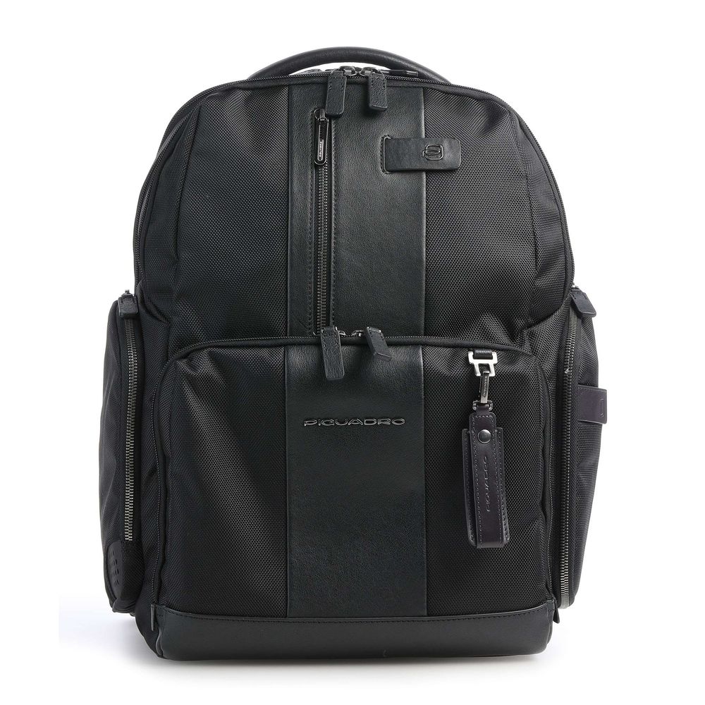 Rucsac PIQUADRO, din tesut si piele, port laptop 14'', CA5030BRBM-N, negru