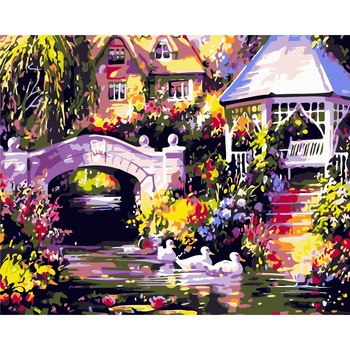 Set pictura pe numere Foisor pe malul apei,40*50cm Set pictura pe numere Foisor pe malul apei,40*50cm