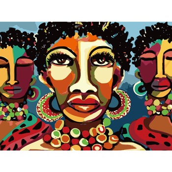 Set pictura pe numere Femei africane,40*50cm, panza pe rama de lemn Set pictura pe numere Femei africane,40*50cm, panza pe rama de lemn