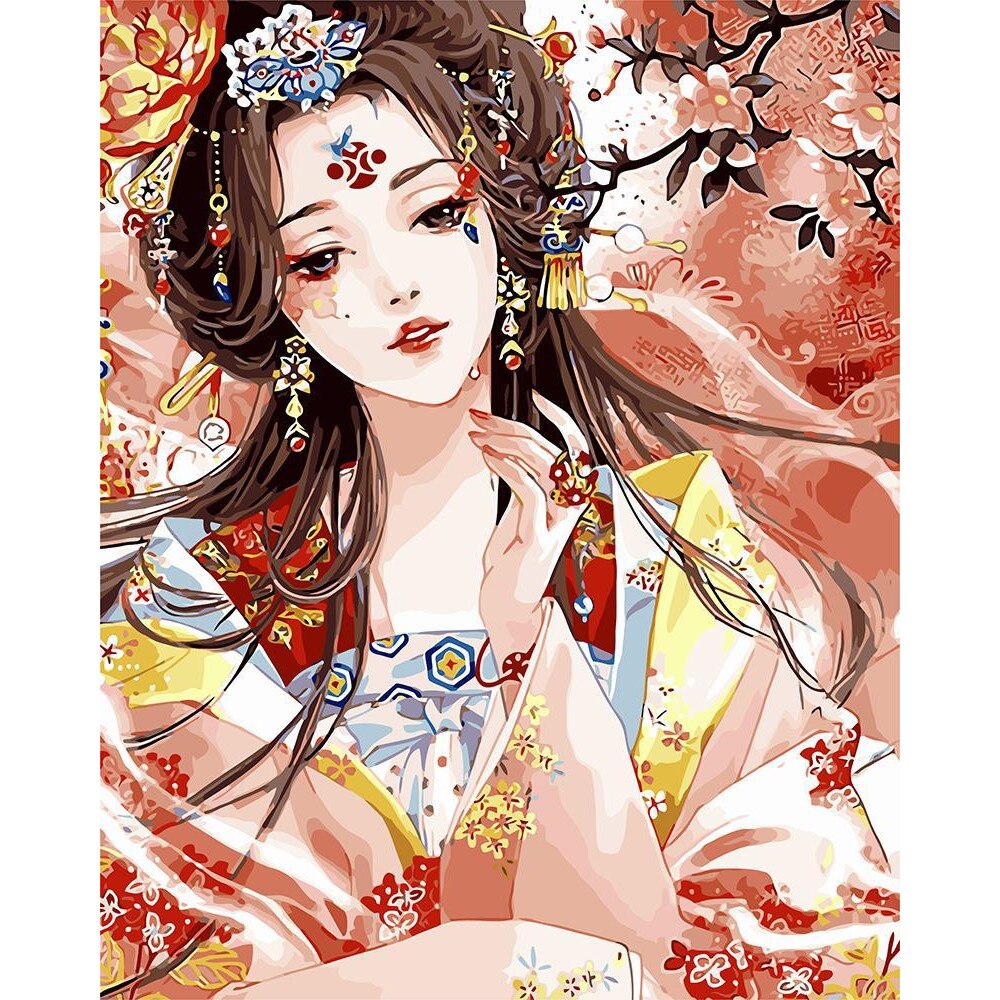 Set pictura pe numere Frumusete Asiatica,40*50cm