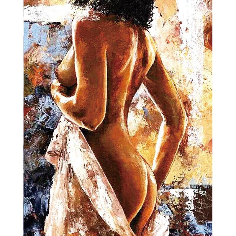 Set pictura pe numere Misterul feminin,40*50cm,panza pe rama de lemn