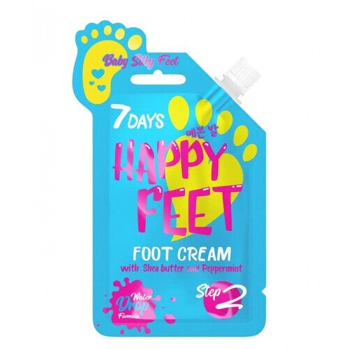 Crema hidratanta si hranitoare pentru picioare Happy Feet, 7Days, Unt de shea, Menta, 25 g