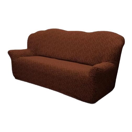 Husa multielastica jacquard canapea 3 locuri, 185/240x90/110x90/110 cm, maro inchis