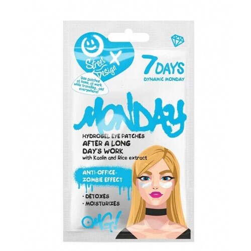 Masca hydrogel pentru zona ochilor Dynamic Monday, 7Days, Detoxifiere, 2.5 g