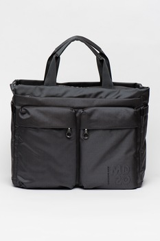 Mandarina Duck, Geanta de laptop din material textil cu bareta detasabila, Gri inchis Mandarina Duck, Geanta de laptop din material textil cu bareta detasabila, Gri inchis