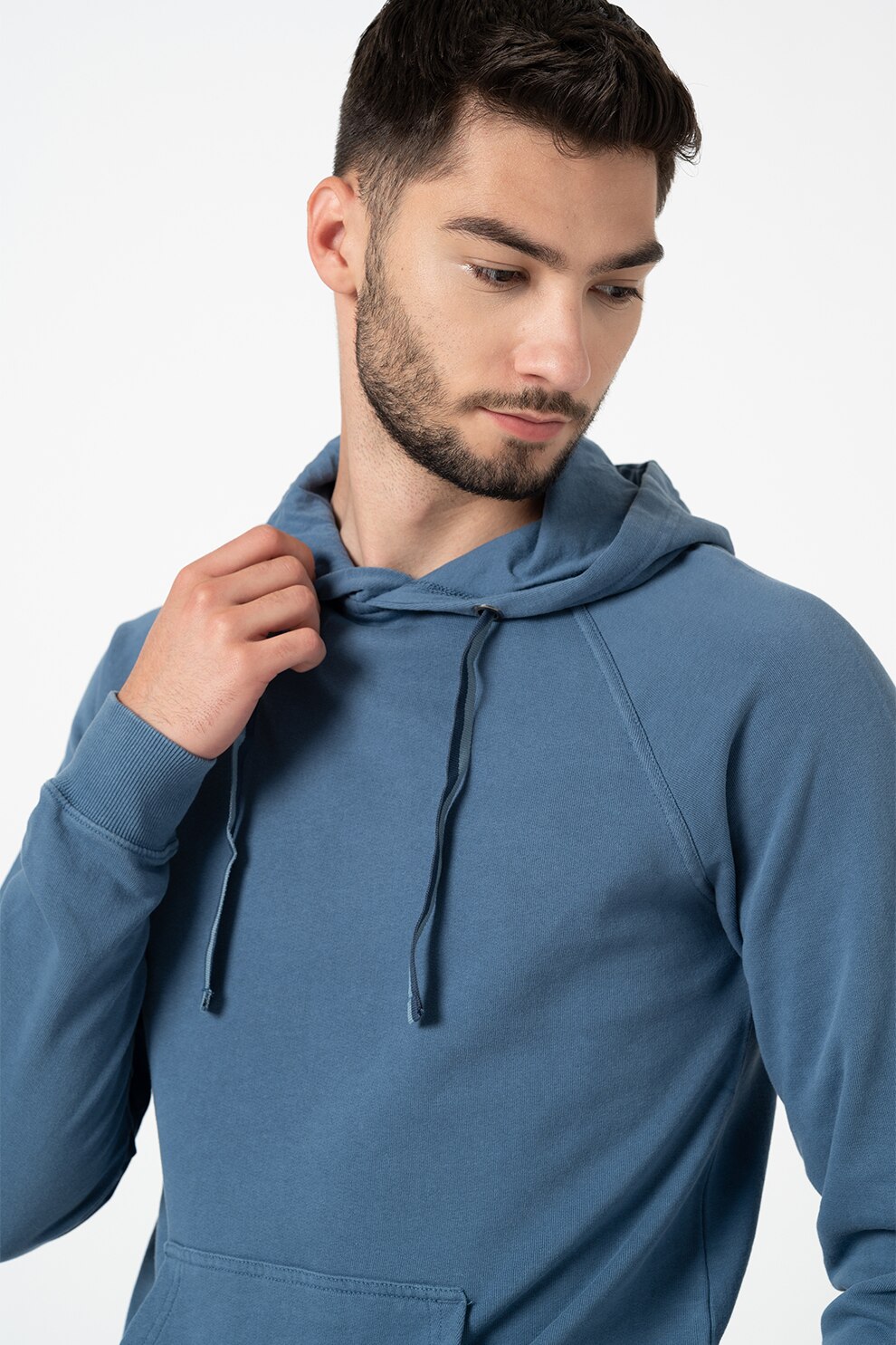 BLEND, Hanorac cu buzunar kangaroo si snur, Albastru