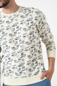 BLEND, Bluza sport de bumbac organic cu imprimeu, Crem/Bleumarin BLEND, Bluza sport de bumbac organic cu imprimeu, Crem/Bleumarin