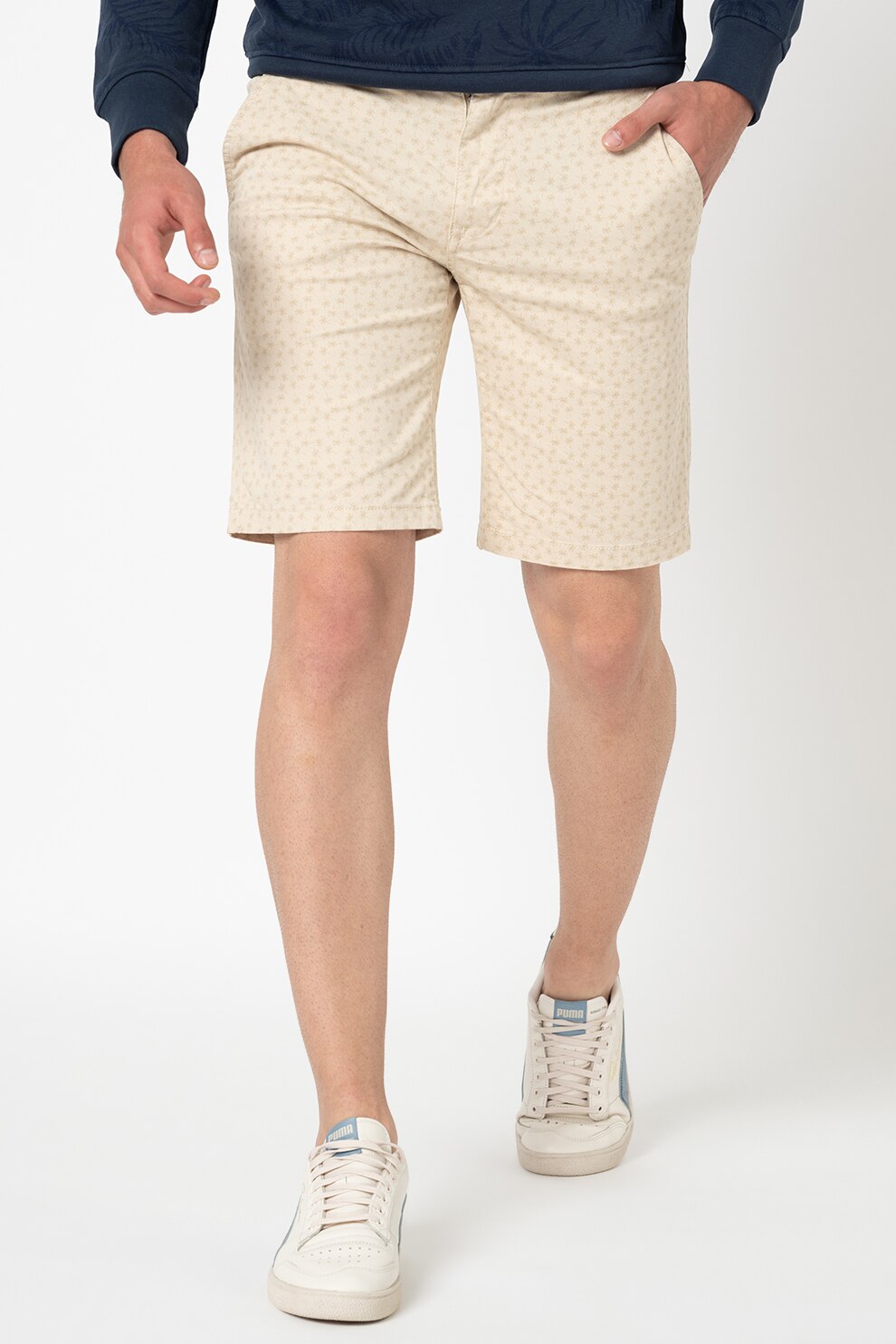 BLEND, Pantaloni scurti chino cu imprimeu, Bej