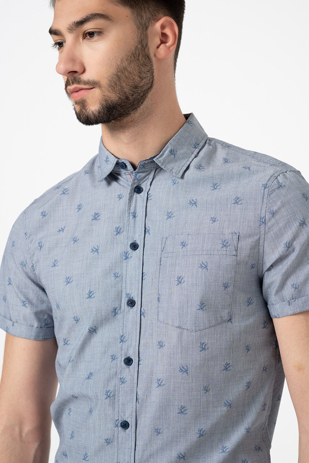 BLEND, Camasa cambrata cu imprimeu, Albastru