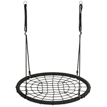 Leagan suspendat pentru gradina, tip cuib, 100 x 150 cm, plasa neagra, structura metalica, forma rotunda Leagan suspendat pentru gradina, tip cuib, 100 x 150 cm, plasa neagra, structura metalica, forma rotunda