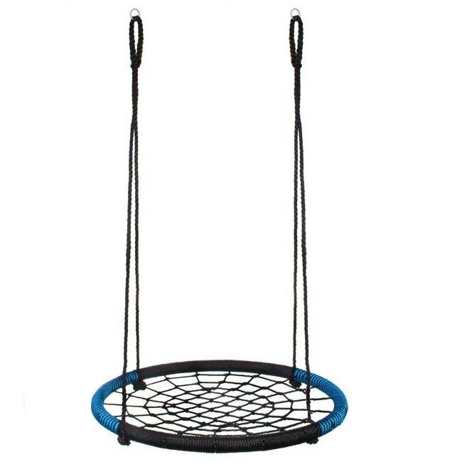 Leagan suspendat, cuib de barza, albastru/negru, tip panza paianjen, max 100 kg, 100 cm, Springos