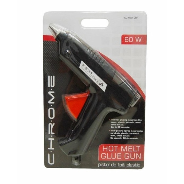 Пистолет за лепене Chrome, 60W, Черен