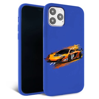 Husa pentru iPhone 11 Pro - Silicon Matte - Racing car-albastru