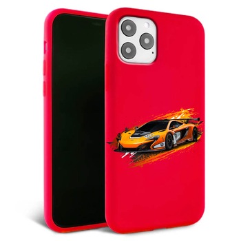 Husa pentru iPhone 11 Pro - Silicon Matte - Racing car-rosu