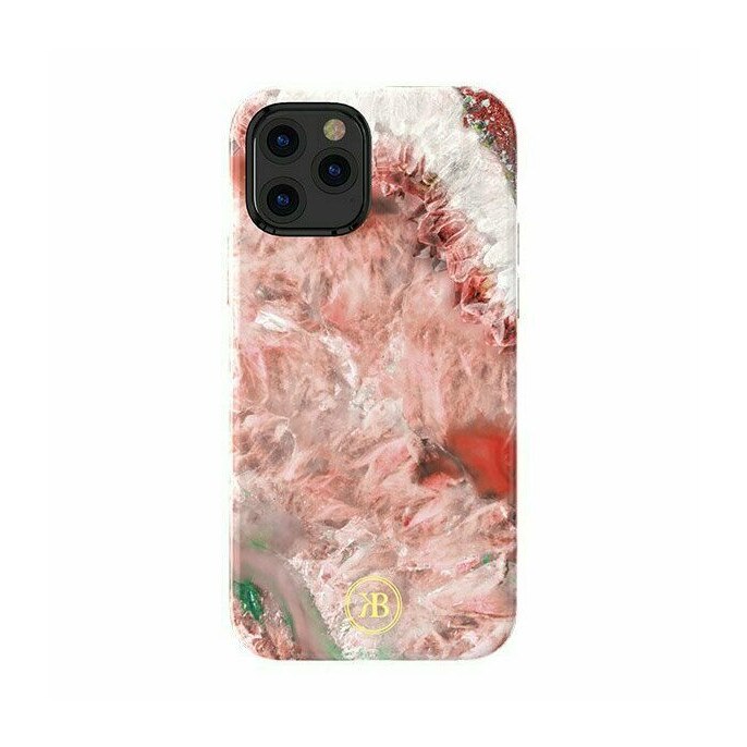 Husa Kingxbar Agat Decorated Series pentru iPhone 12 Pro Max, Design Agat rosu si roz