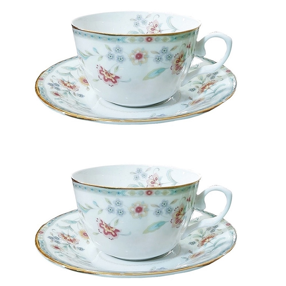 Set 2 cesti & farfurii Dorothy 180ml, Portelan fin, Multicolor