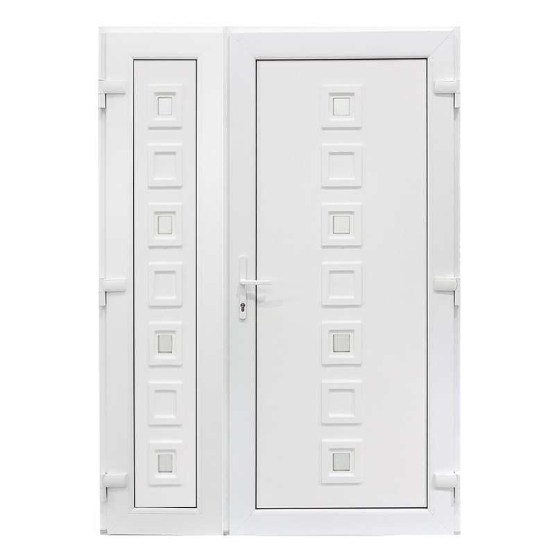 Usa Intrare PVC Lola dubla, 5 camere izolare, 1400x2050 mm, deschidere dreapta privit din interior, alb interior/nuc exterior