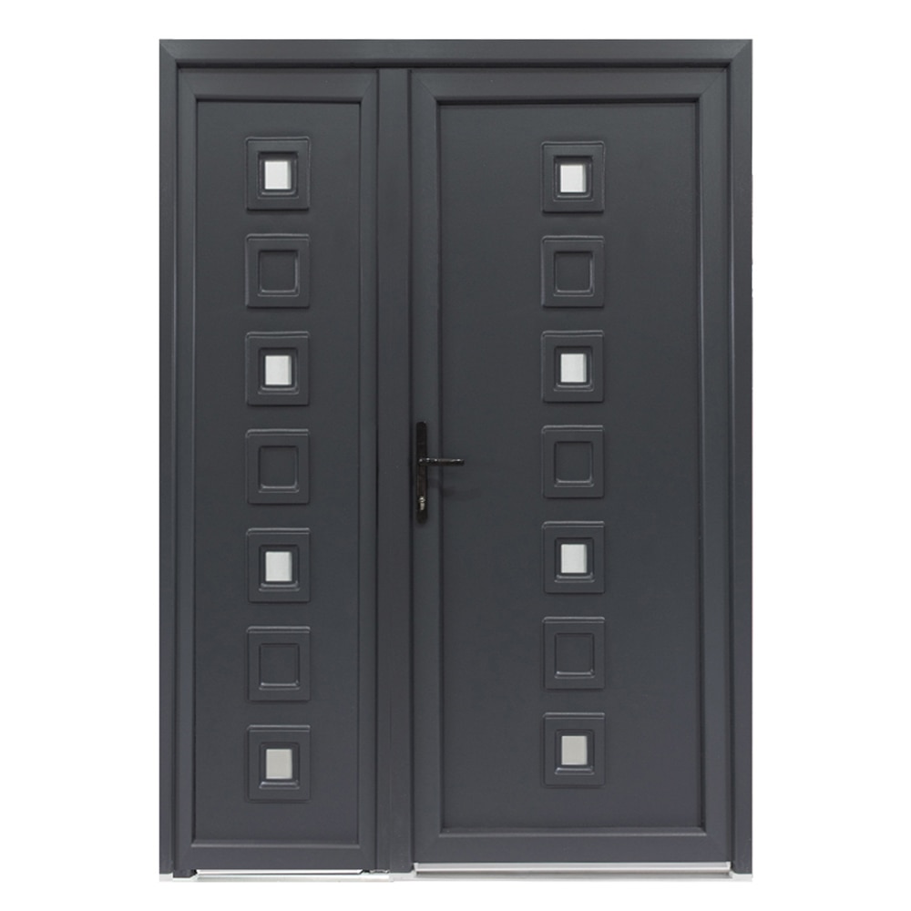 Usa Intrare PVC Lola dubla, 5 camere izolare, 1400x2050 mm, deschidere stanga privit din interior, alb interior/antracit exterior