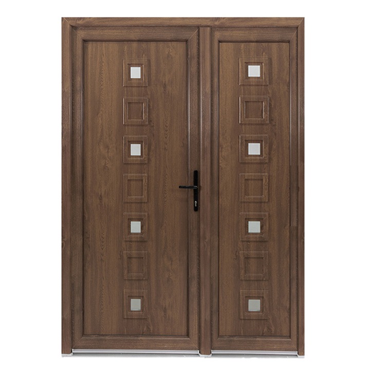 Usa exterior dubla PVC LOLA, 1400x2050 mm, deschidere dreapta, alb interior-nuc exterior