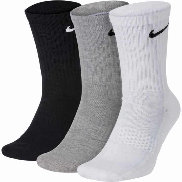 Комплект от 3 чифта чорапи Nike Everyday Cushioned Crew, бели/сиви/черни, 42-46